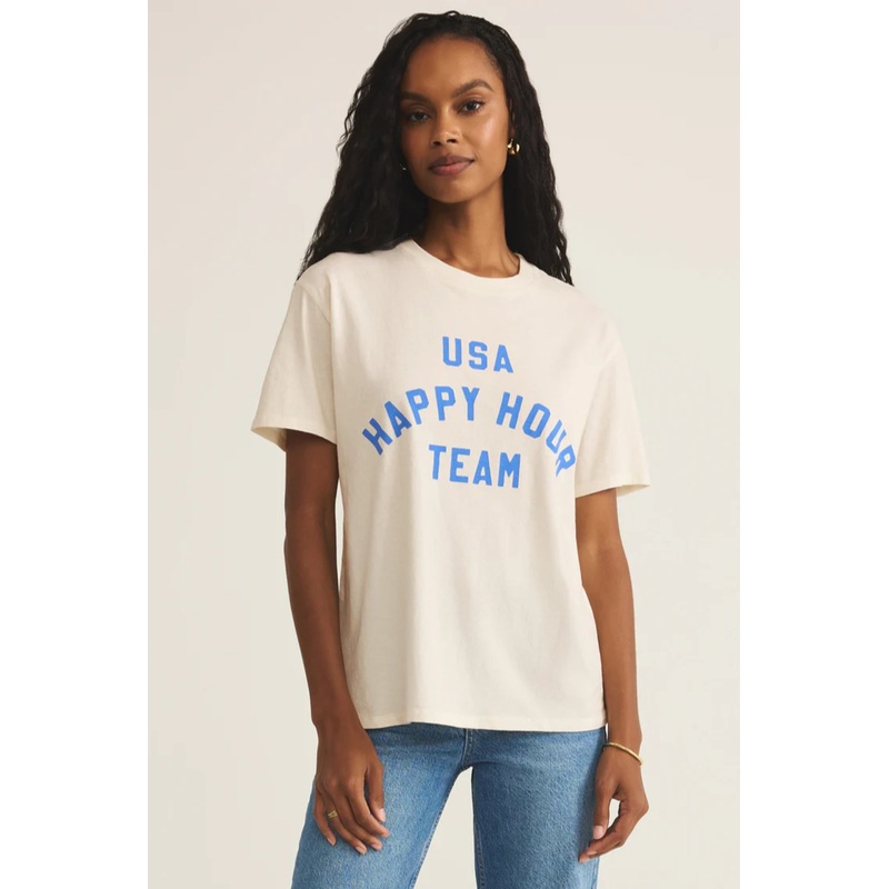 Team Happy Hour Boyfriend Tee|Sea Salt|XS|S|M|L