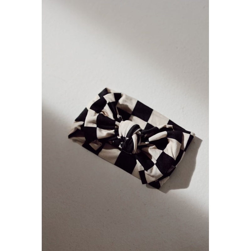 Bamboo Head Wrap | Black Checkerboard