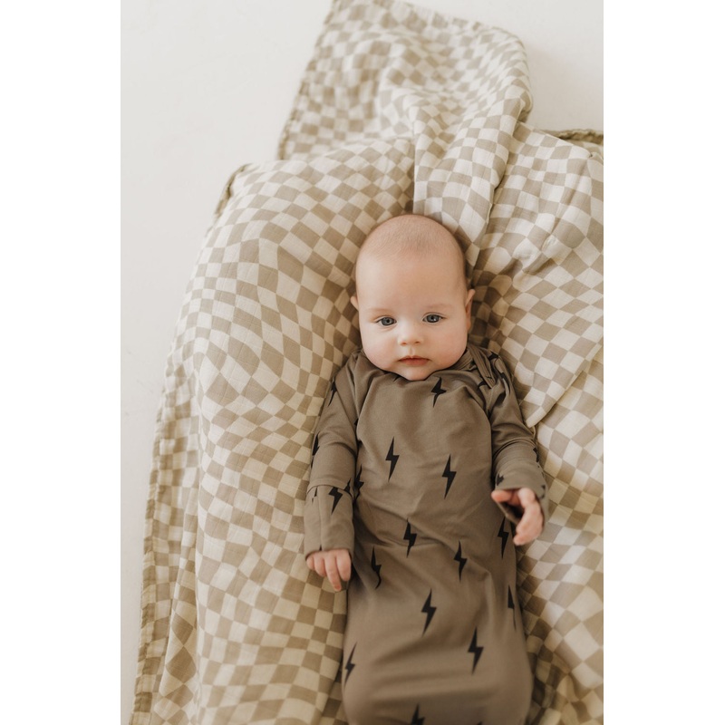Bamboo Knotted Gown | Brown & Black Lightning Bolt