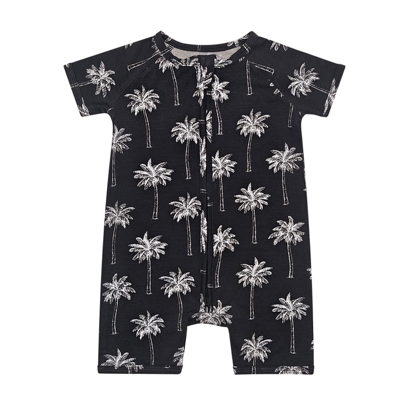 Bamboo Shorty Romper  | Palm Style Black