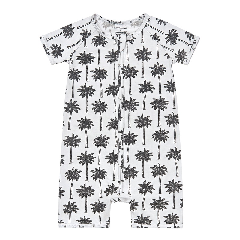 Bamboo Shorty Romper  | Palm Style White