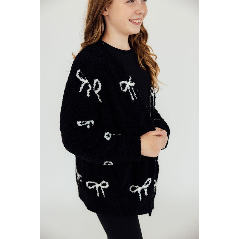 Black/Coconut Bow Cozy Cardigan