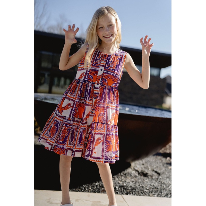 Girls Tiger Game Day Dress | Orange & Purple