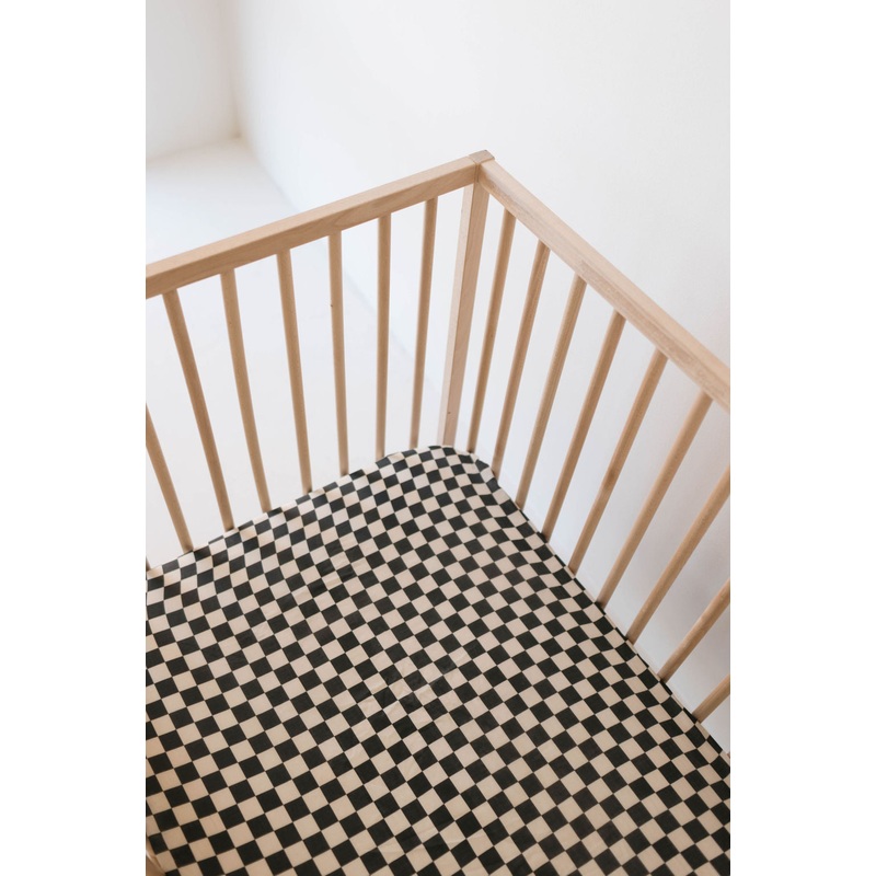 Muslin Crib Sheet | Black & Ivory Checkerboard