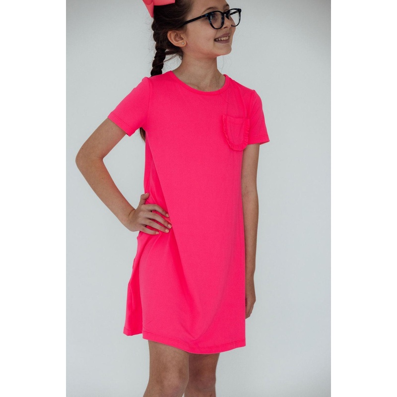 Neon Pink T-Shirt Dress|6-12M|12-24M|2T|3T|4T|5/6|7/8|9/10
