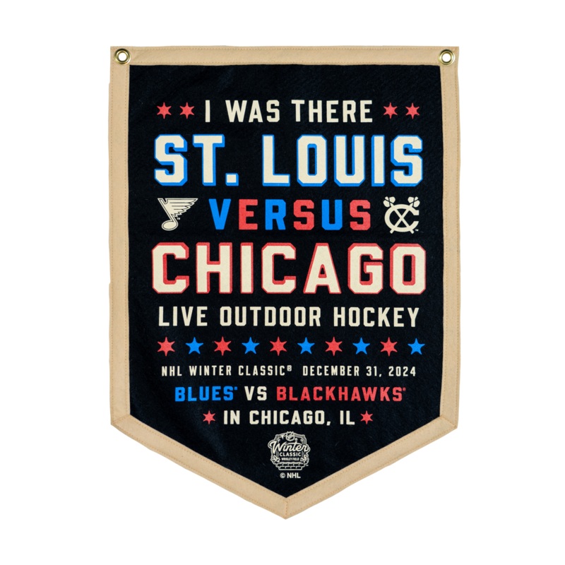 NHL Winter Classic St Louis Blues Versus Chicago Blackhawks Camp Flag  NHL x Oxford Pennant