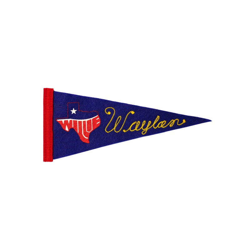 Personalized Chainstitched Mini Pennant  Willie Nelson x Oxford Pennant
