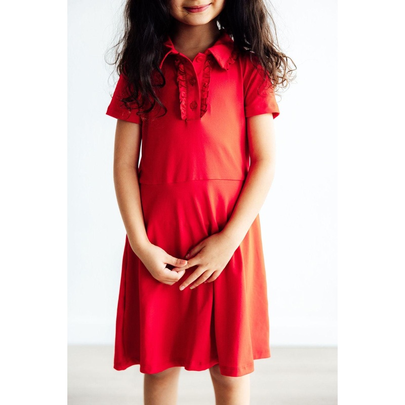 Red S/S Polo Dress|2T|3T|4T|5/6|7/8|9/10