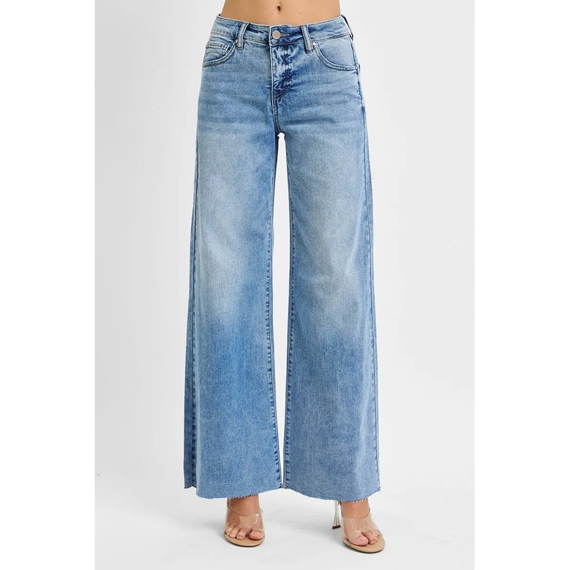 Tummy Control High Rise Ankle Palazzo Jeans