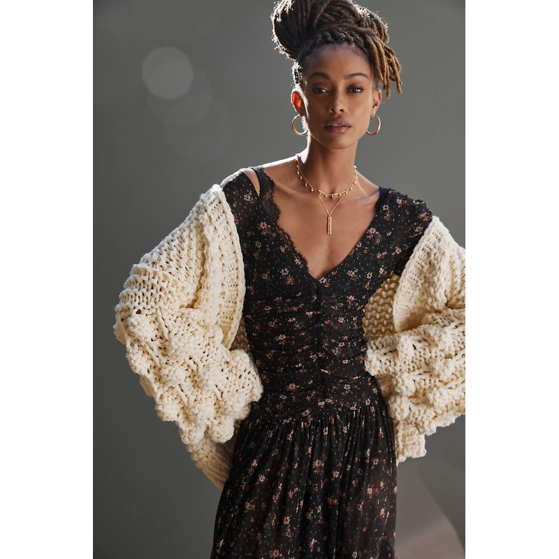 Bauble Sleeve Knit Cardigan|White|ONE_SIZE
