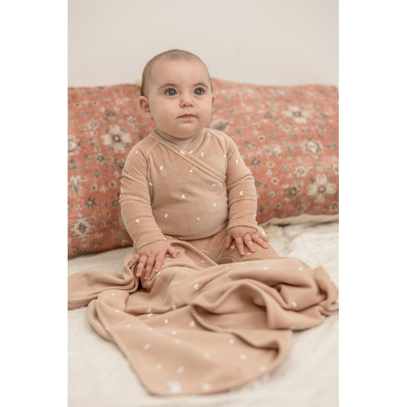 Cotton Velour Leaf Print Onesie