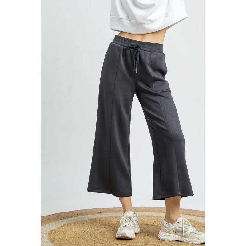 Drawstring Wide Leg Cropped Pants