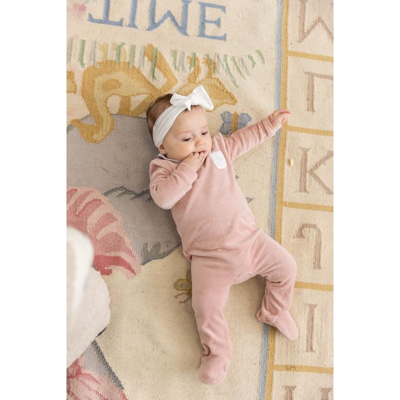 Embroidered Petit Coeur Velour Onesie