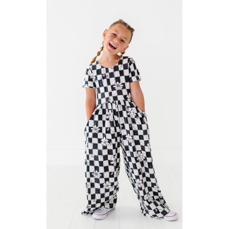 Floral Check Romper|12/18 months|18/24 months|2T|3T|4T|5T|6T|7 years|8 years|10 years|12 years