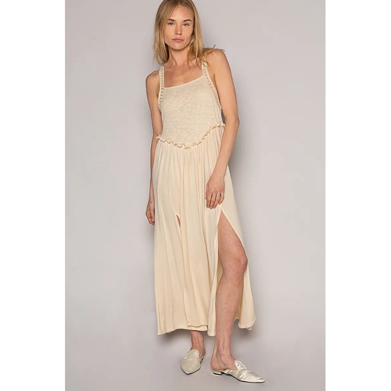 Frill Slit Square Neck Cami Dress
