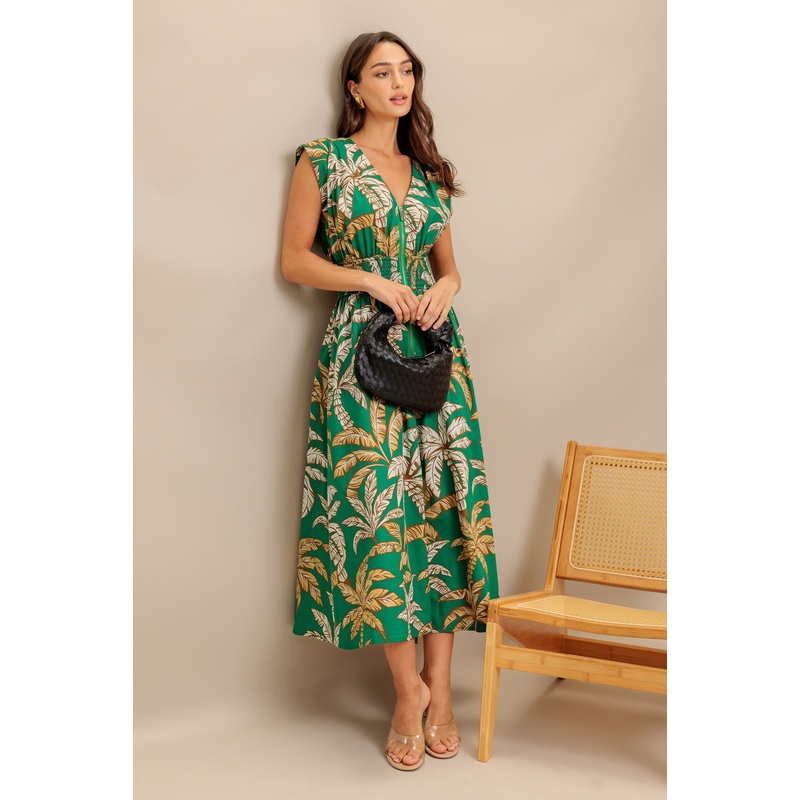 LUSH STILLNESS WOVEN MIDI DRESS