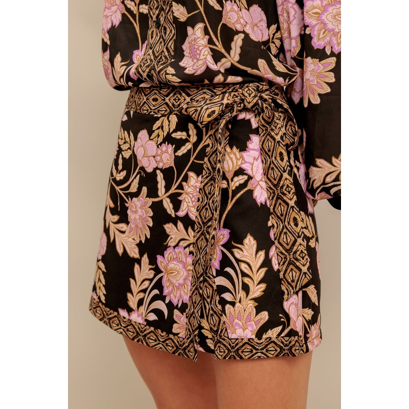 MIDNIGHT BLOOM WOVEN SKORT|BLACK|S|M|L