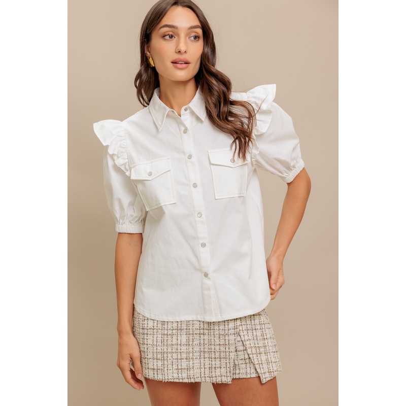 MUSE DETAIL WOVEN TOP|IVORY|S|M|L