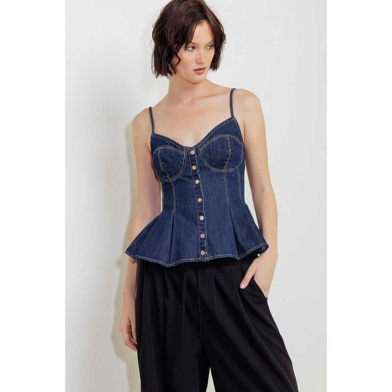 SILENT AUTHORITY DENIM CAMI TOP
