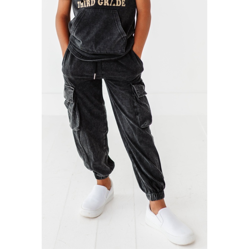 Vintage Black Cargo Joggers|2T|3T|4T|5T|6T|7 years|8 years|10 years|12 years