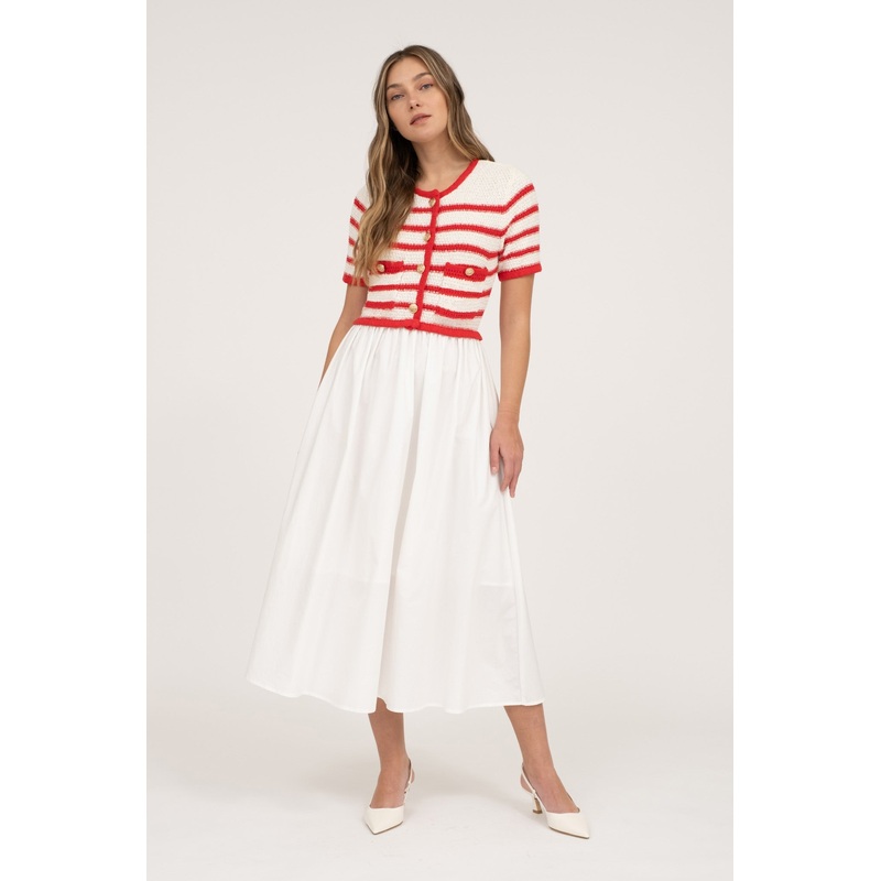 Zoe and Claire Red and White Knit dress