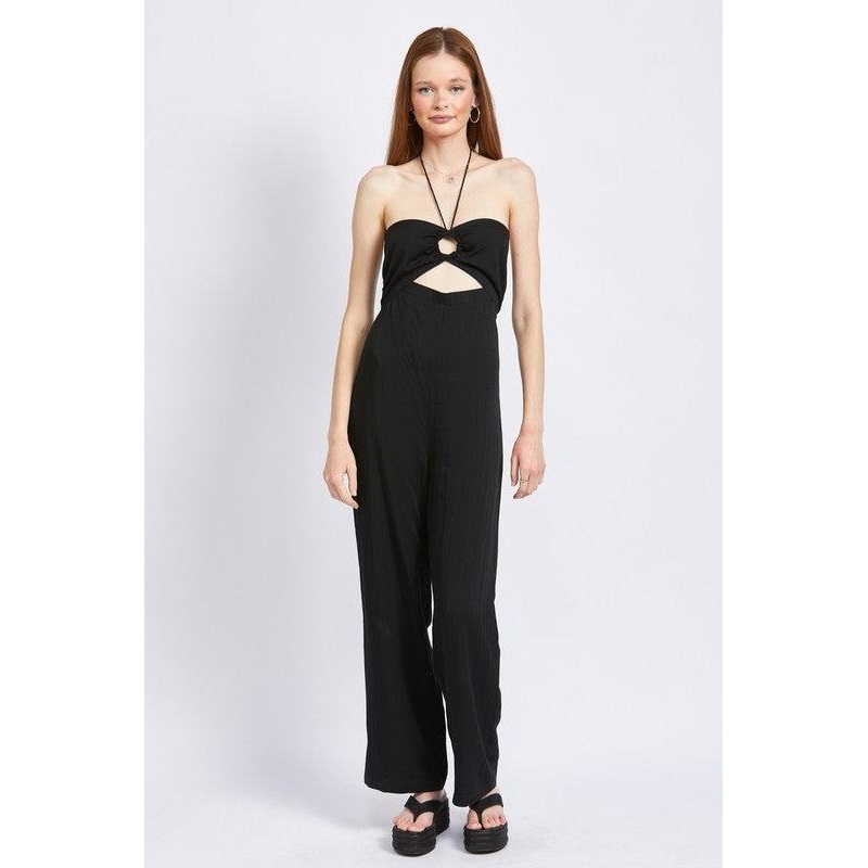 BANDEAU HALTER NECK JUMPSUIT|COCOA|S|M|L