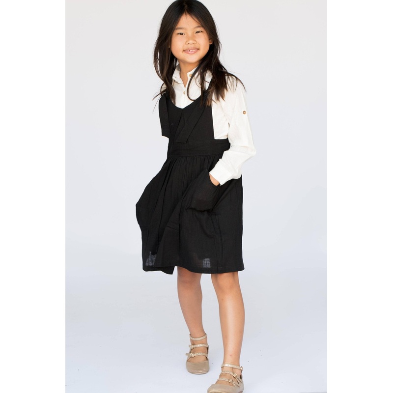 Black Overall Dress & Shirt Two Piece Set