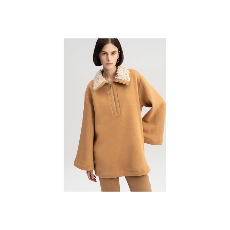 FINAL SALE FAUX FUR COLLAR SWEATSHIRT