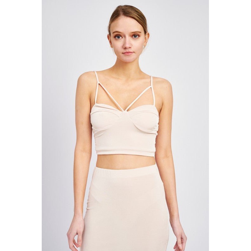 LATICCE FRONT CROPPED CAMI|SAND|S|M|L