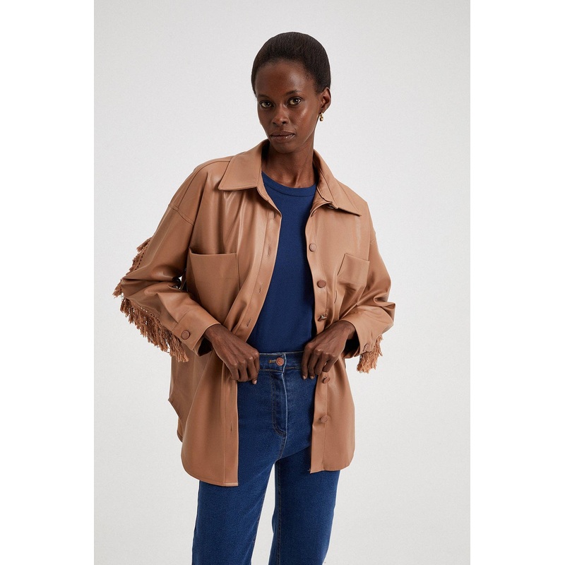 LEATHER OVERSHIRT WITH POCKET|SMALL|MEDIUM|LARGE