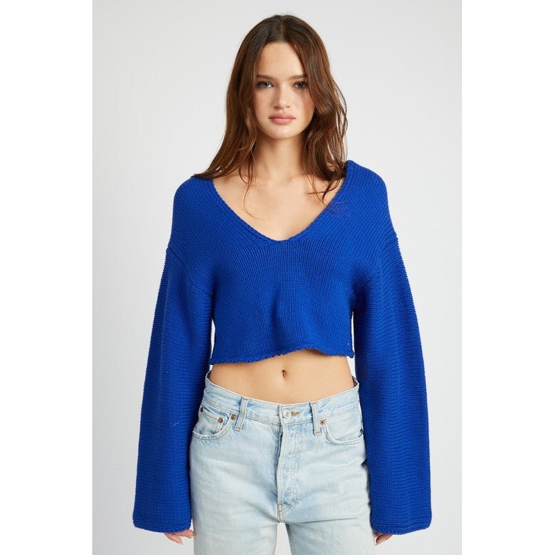 LONG SLEEVE V NECK CROP TOP|DUSTY MAUVE|BROWN|S|M|L
