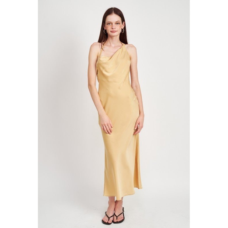 SATIN MAXI BIAS DRESS|VANILLA|S|M|L