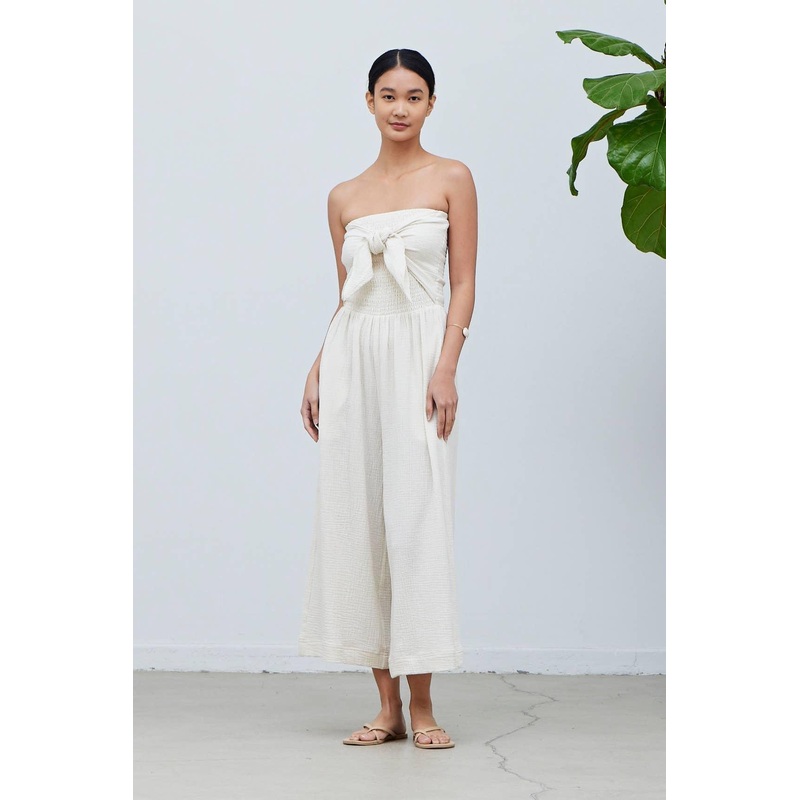 TIE FRONT GAUZE JUMPSUIT|SMALL|MEDIUM|LARGE|SOY
