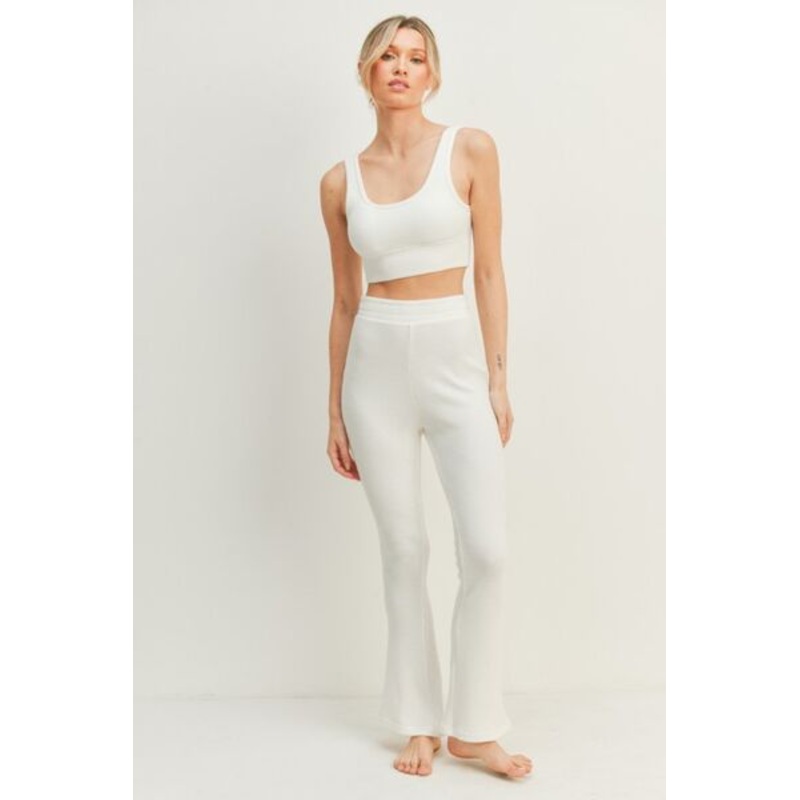 Waffle Tank and High Waist Flare Pants Set