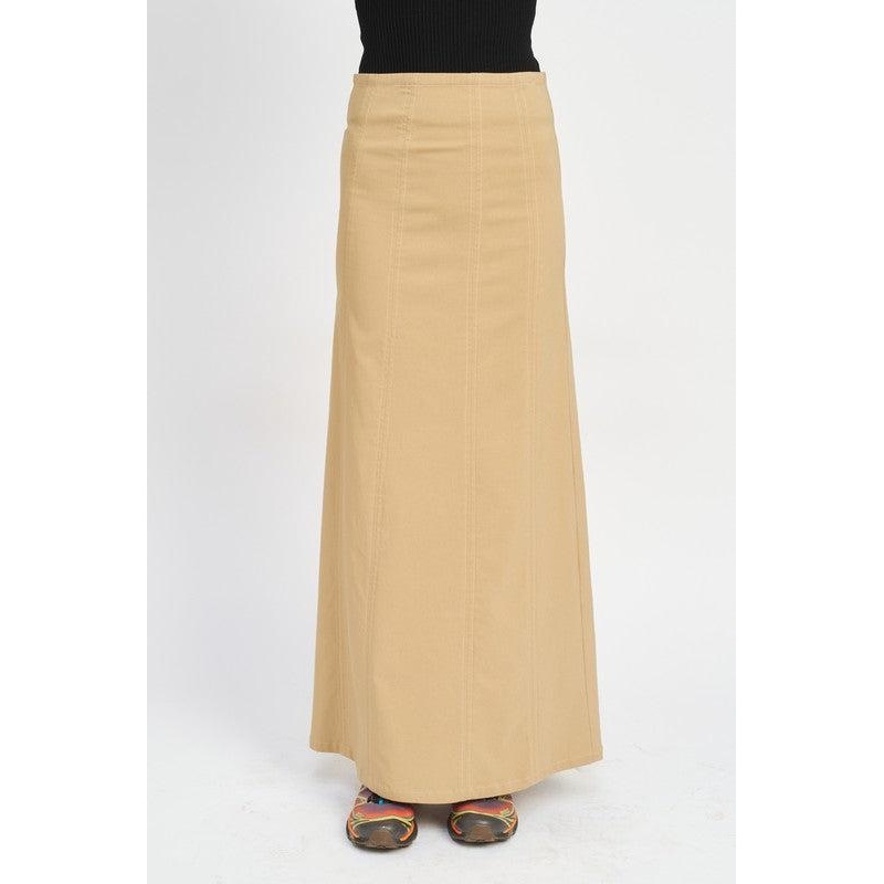 ZIPPER UP HIGH RISE MAXI SKIRT