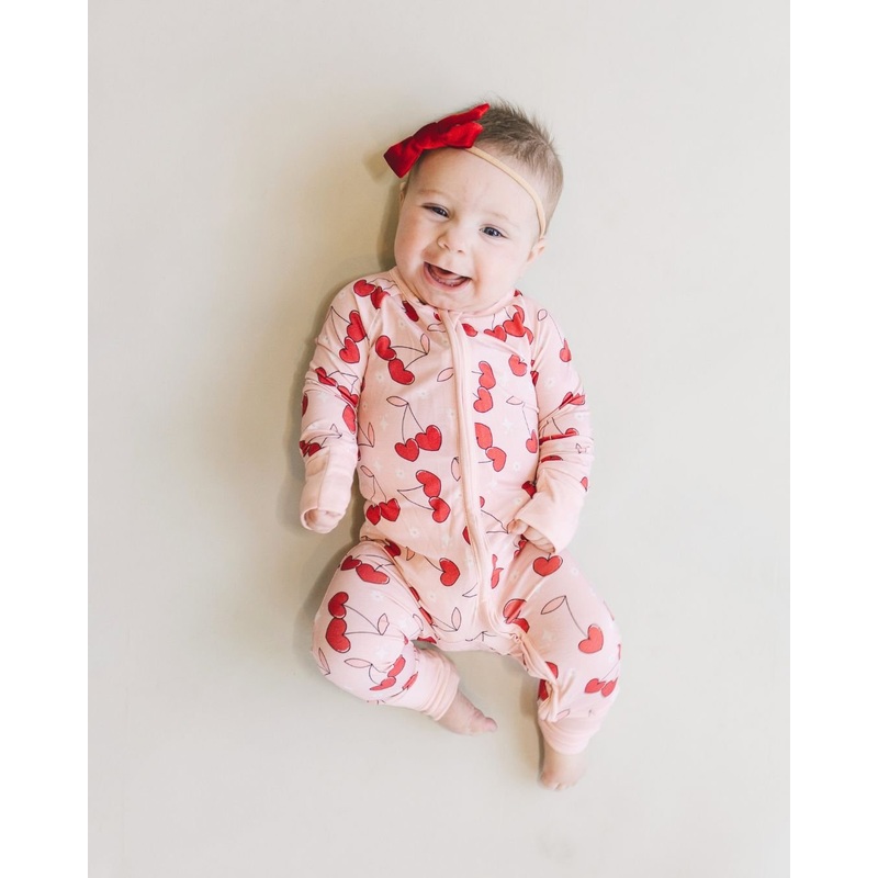 Bamboo Zip Romper | Cherry Heart