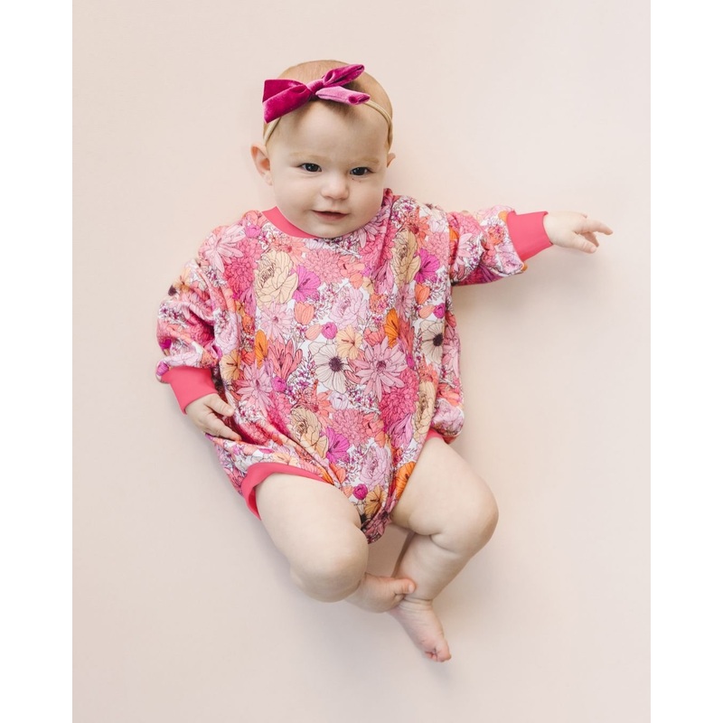 Bubble Romper | Pink Flowers|Newborn|0-3M|3-6M|6-12M|12-18M|18-24M|2T