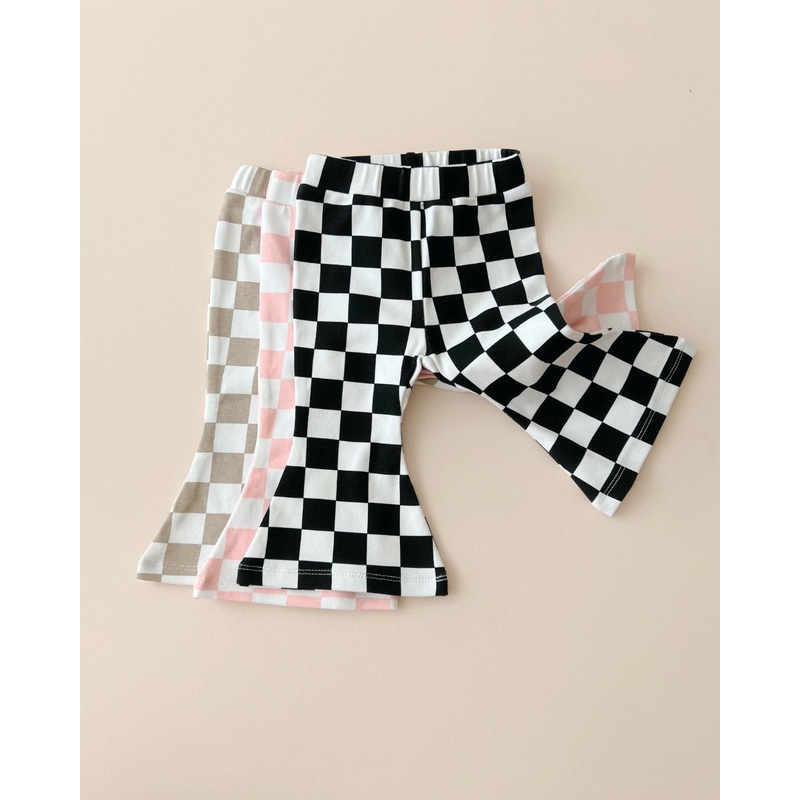 Checkered Flare Pants | Black|Newborn|0-3M|3-6M|6-12M|12-18M|18-24M|2T|3T|4T|5T|6-7Y|8-9Y