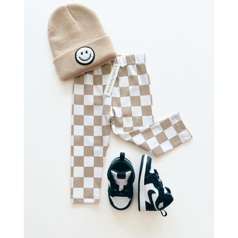 Checkered Leggings | Latte|Newborn|0-3M|3-6M|6-12M|12-18M|18-24M|2T|3T|4T|5T
