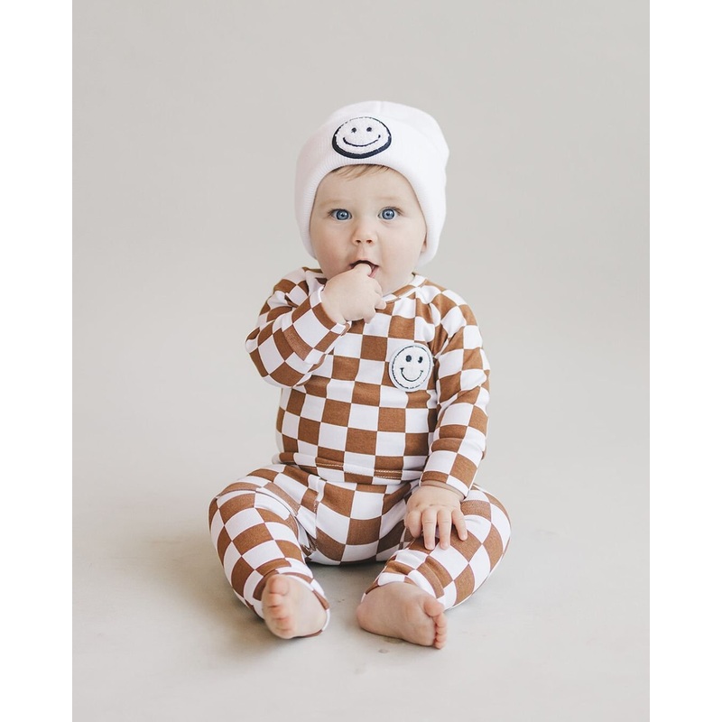 Checkered Smiley Lounge Set | Copper