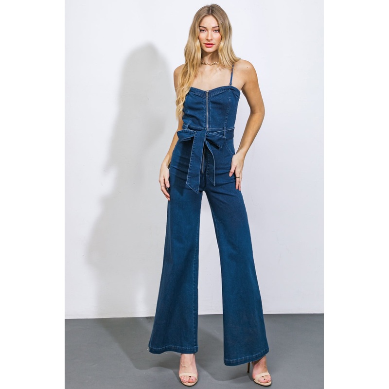 DRIFT AWAY DENIM JUMPSUIT|MEDIUM INDIGO|S|M|L