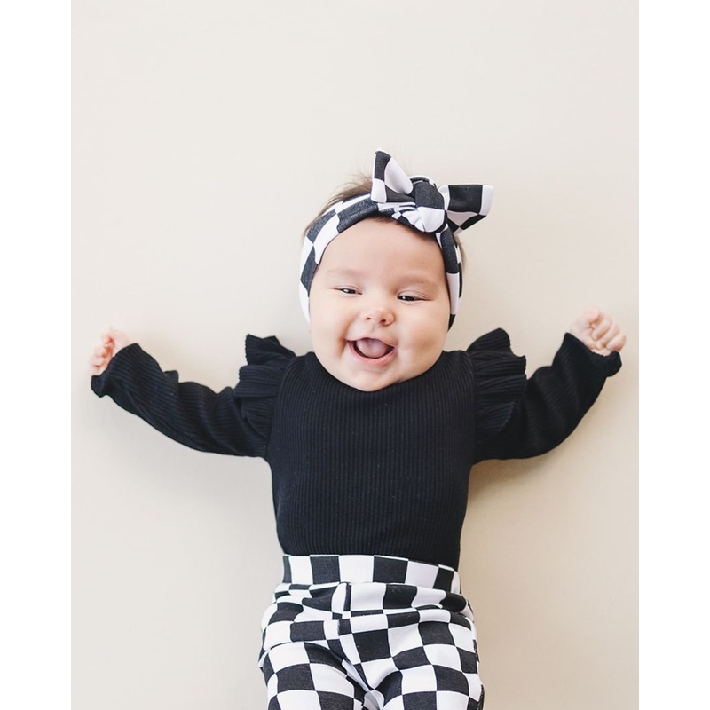 Flutter Sleeve Baby Bodysuit | Black