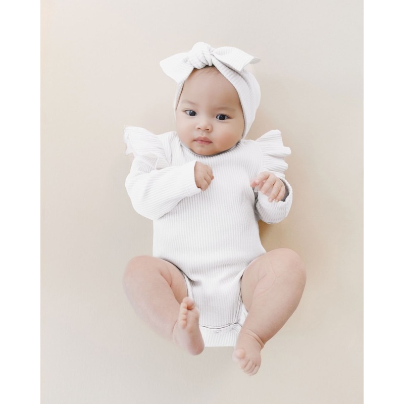 Flutter Sleeve Baby Bodysuit | White
