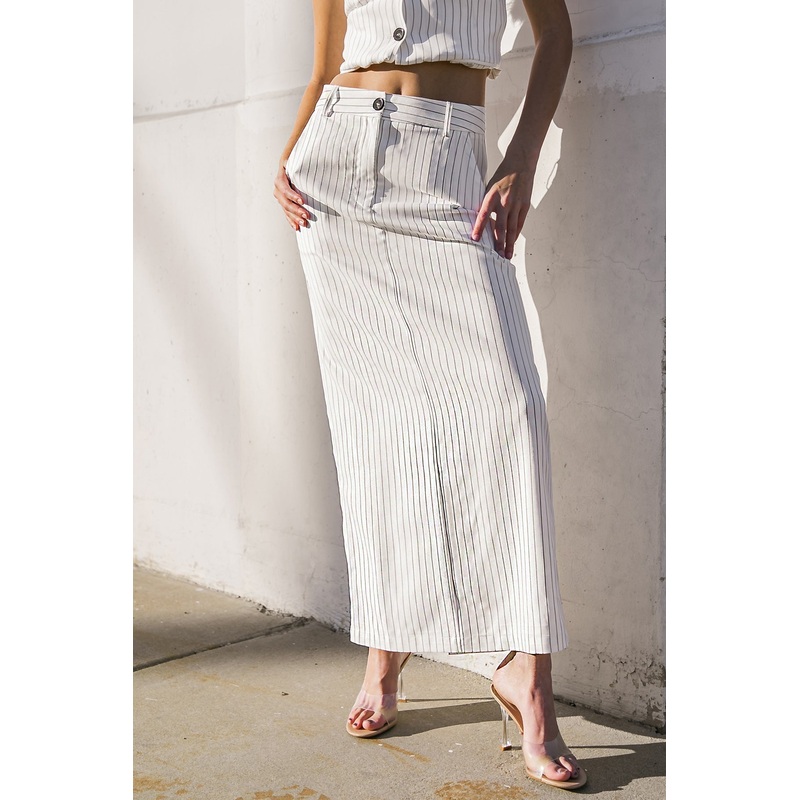 GET TO THE POINT WOVEN MIDI SKIRT
