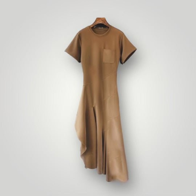Khaki Scuba Pocket Tee Dress|S|M|L