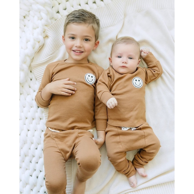 Lounge Set | Smiley Brown|0-3M|3-6M|6-12M|12-18M|18-24M|2T|3T|4T|5T|6-7Y|8-9Y