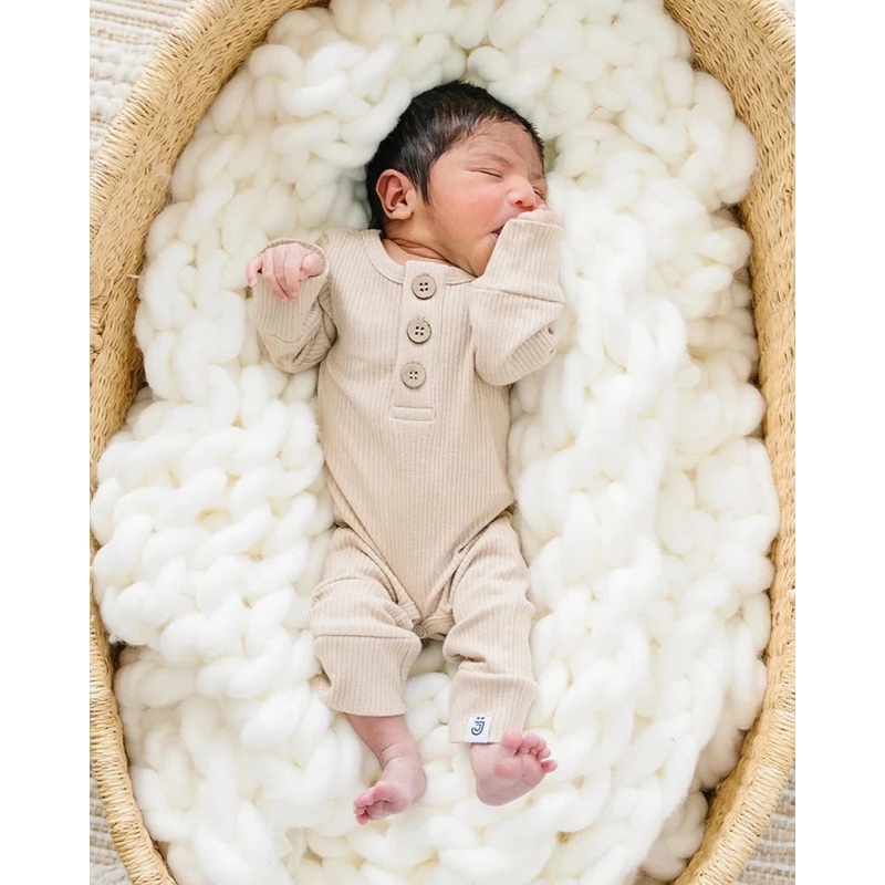 Organic Jumpsuit | Latte|Newborn|0-3M|3-6M|6-12M