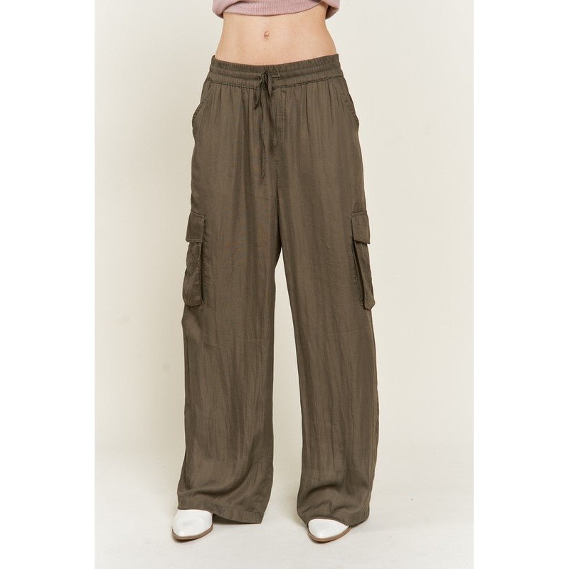 SATIN CARGO PANTS|OLIVE|CHARCOAL|S|M|L|XL