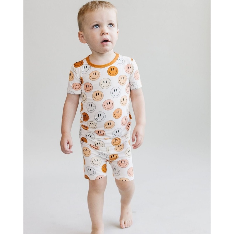 Smiley Bamboo Two Piece Shorts Set | Copper