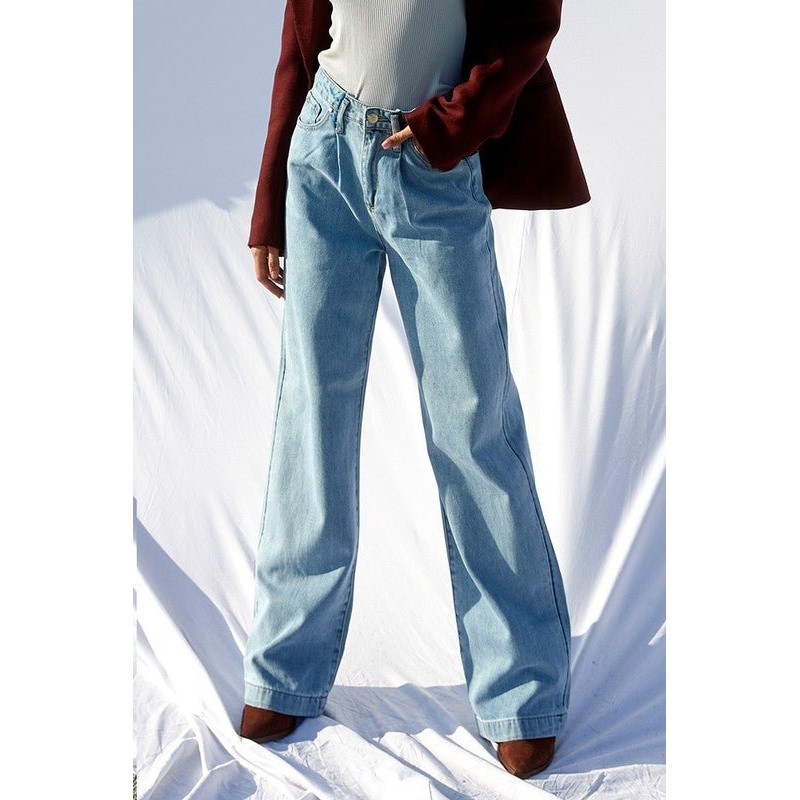 Super High Waist Wide Straight Jeans